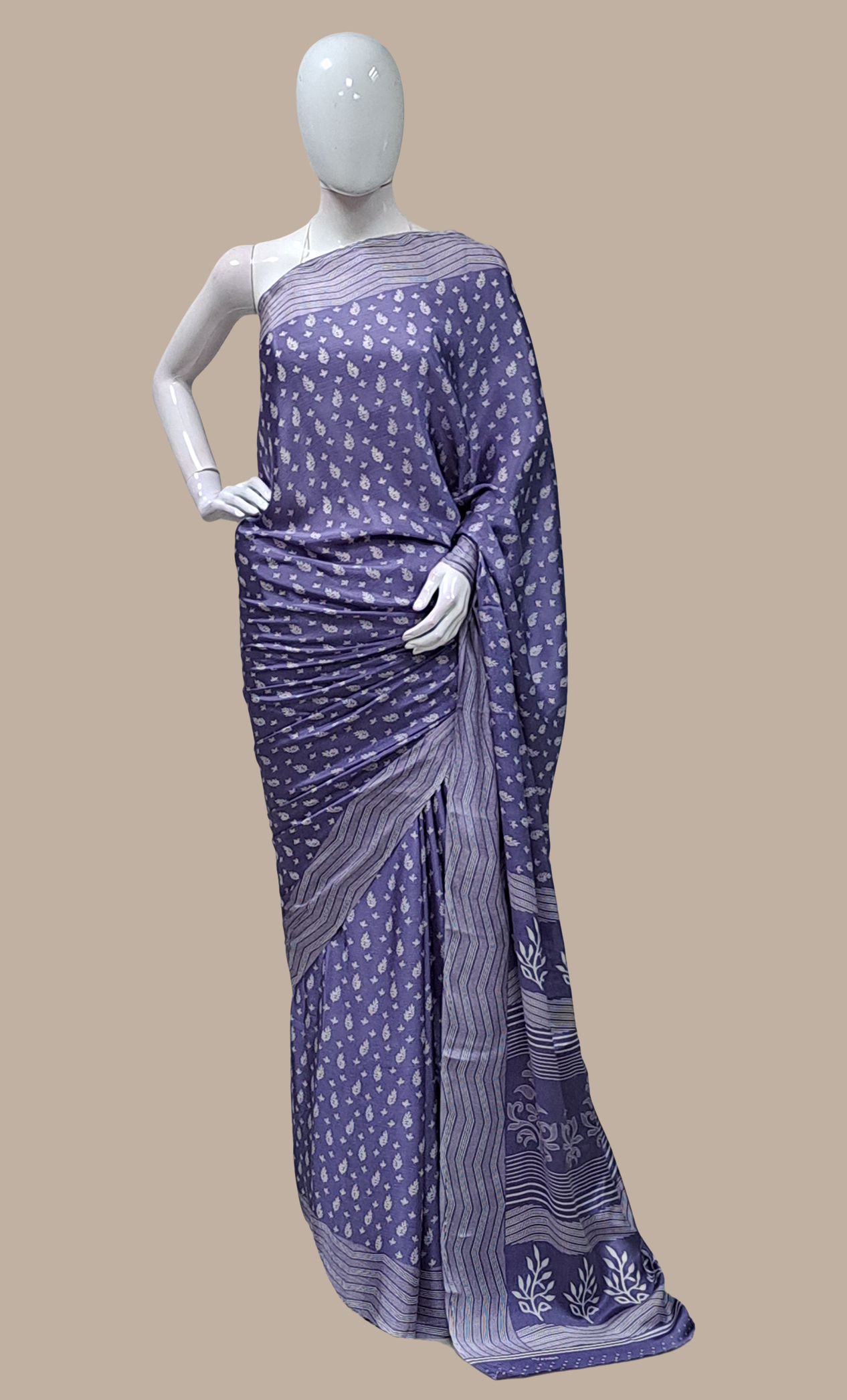 Deep Violet Printed Sari