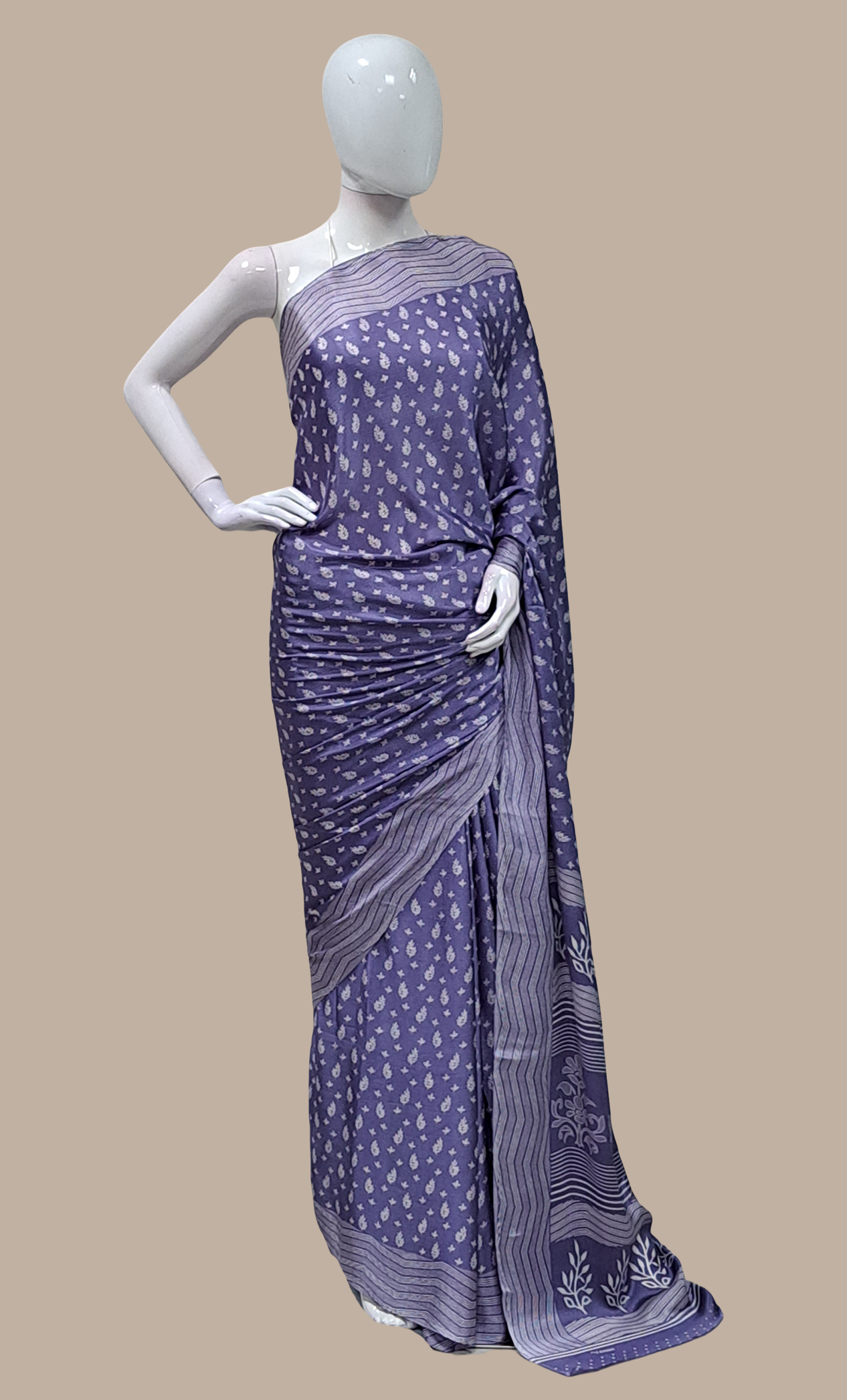 Deep Violet Printed Sari