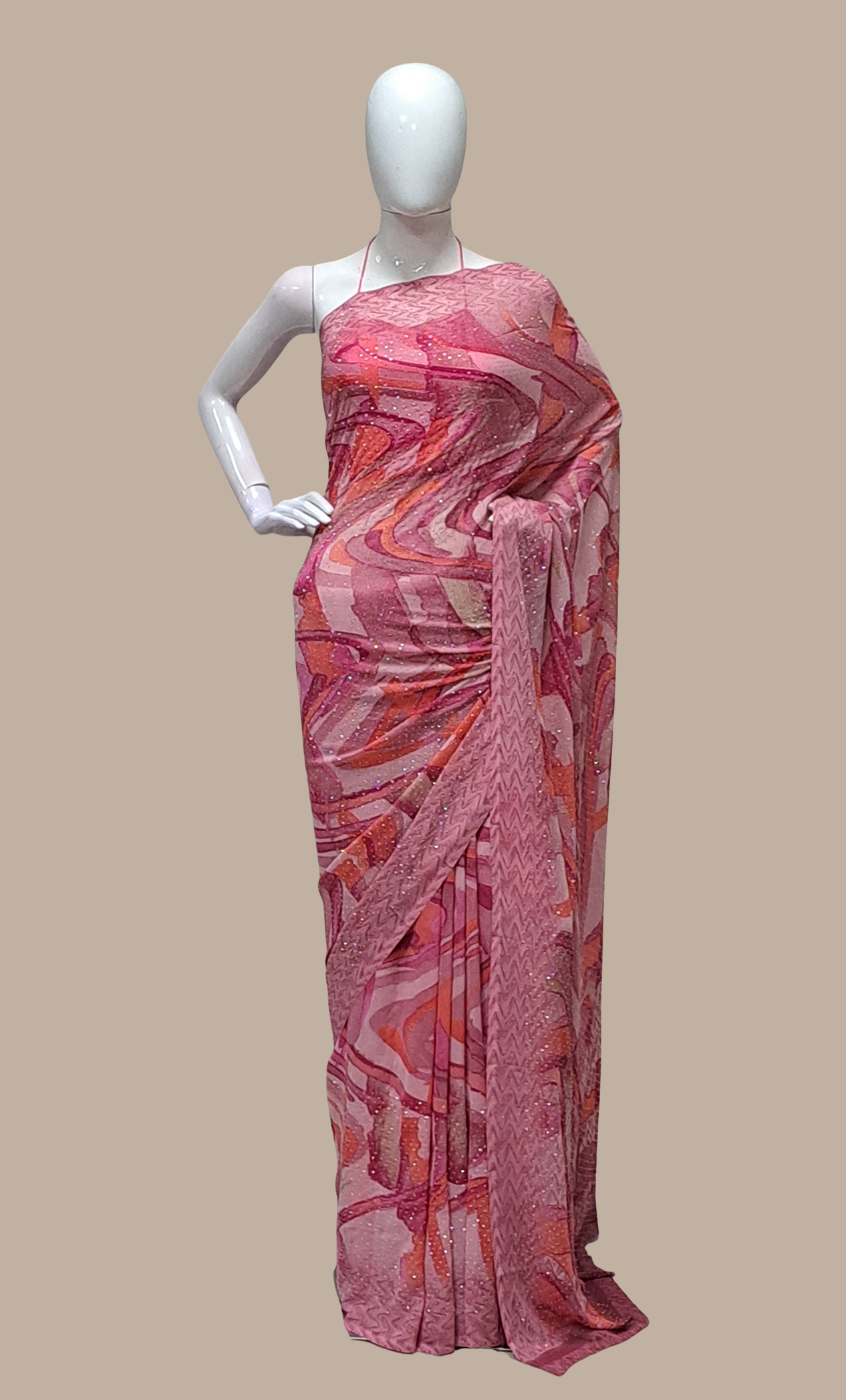 Deep Mink Printed Sari