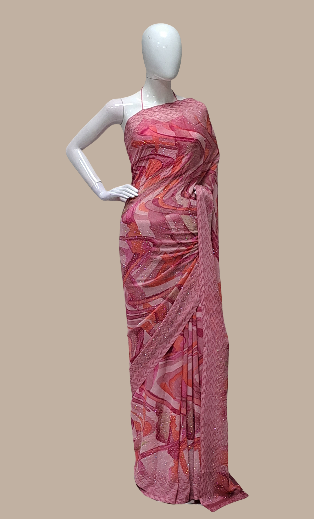 Deep Mink Printed Sari