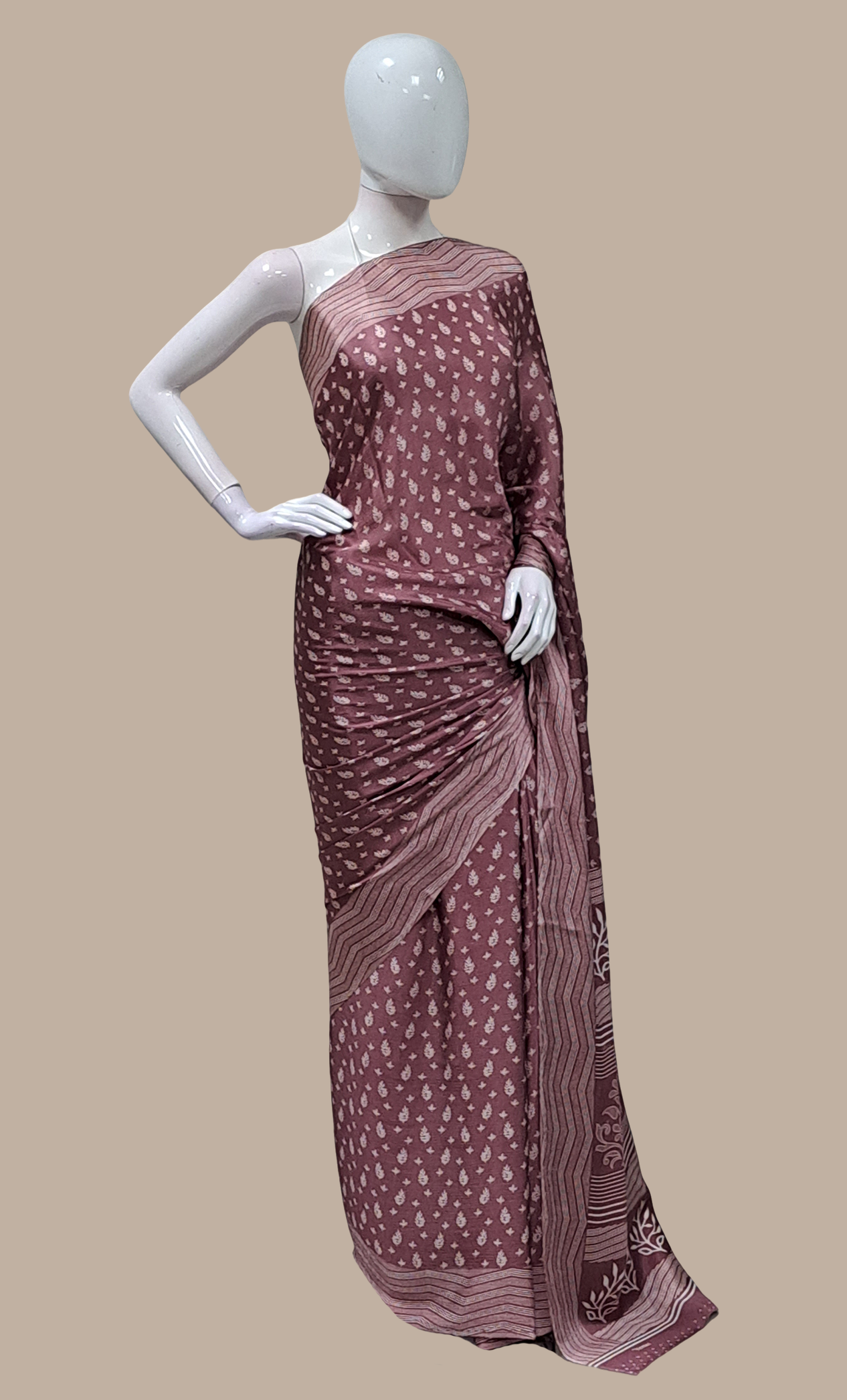 Deep Mink Printed Sari