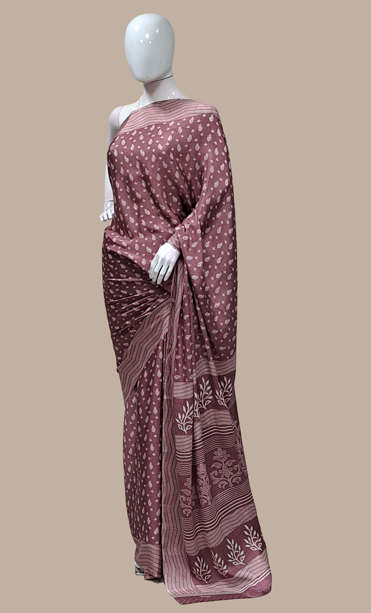 Deep Mink Printed Sari