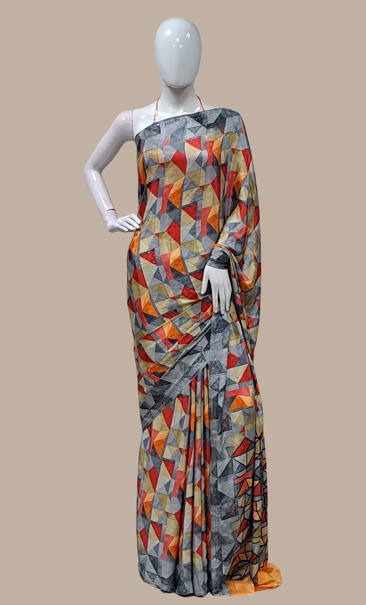 Grey Printed Sari