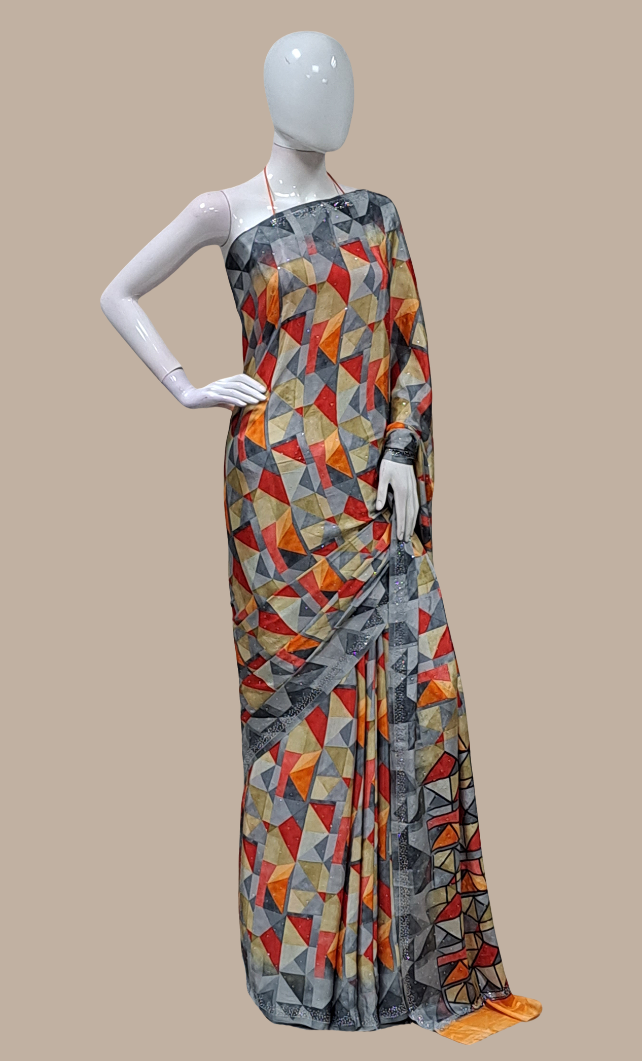 Grey Printed Sari