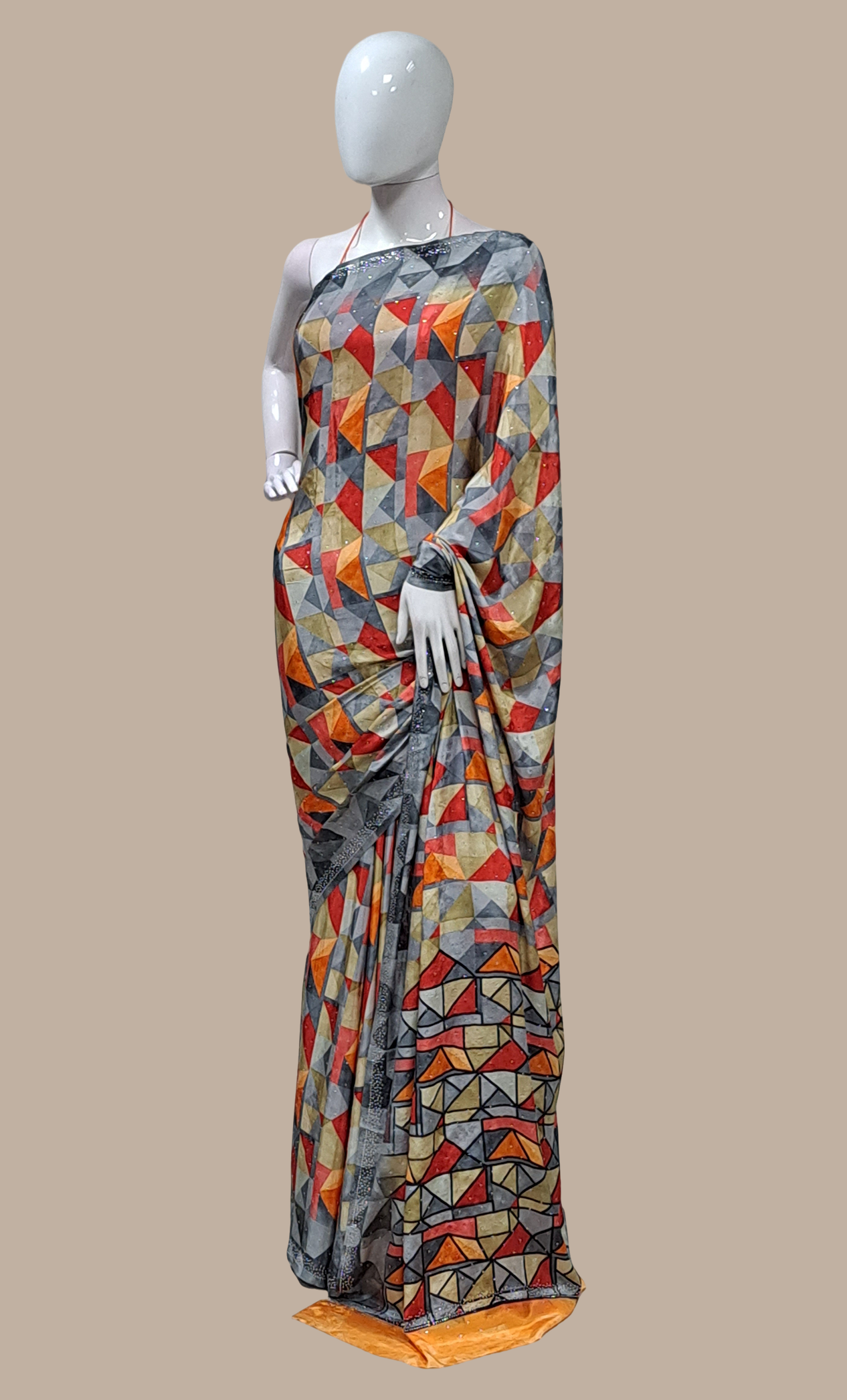 Grey Printed Sari