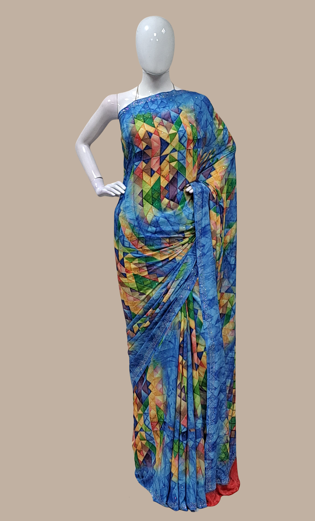 Deep Blue Printed Sari