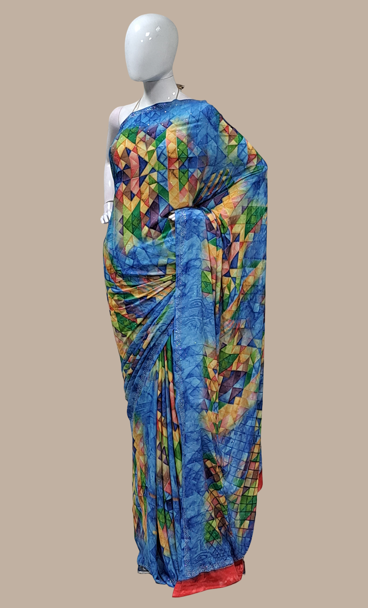 Deep Blue Printed Sari