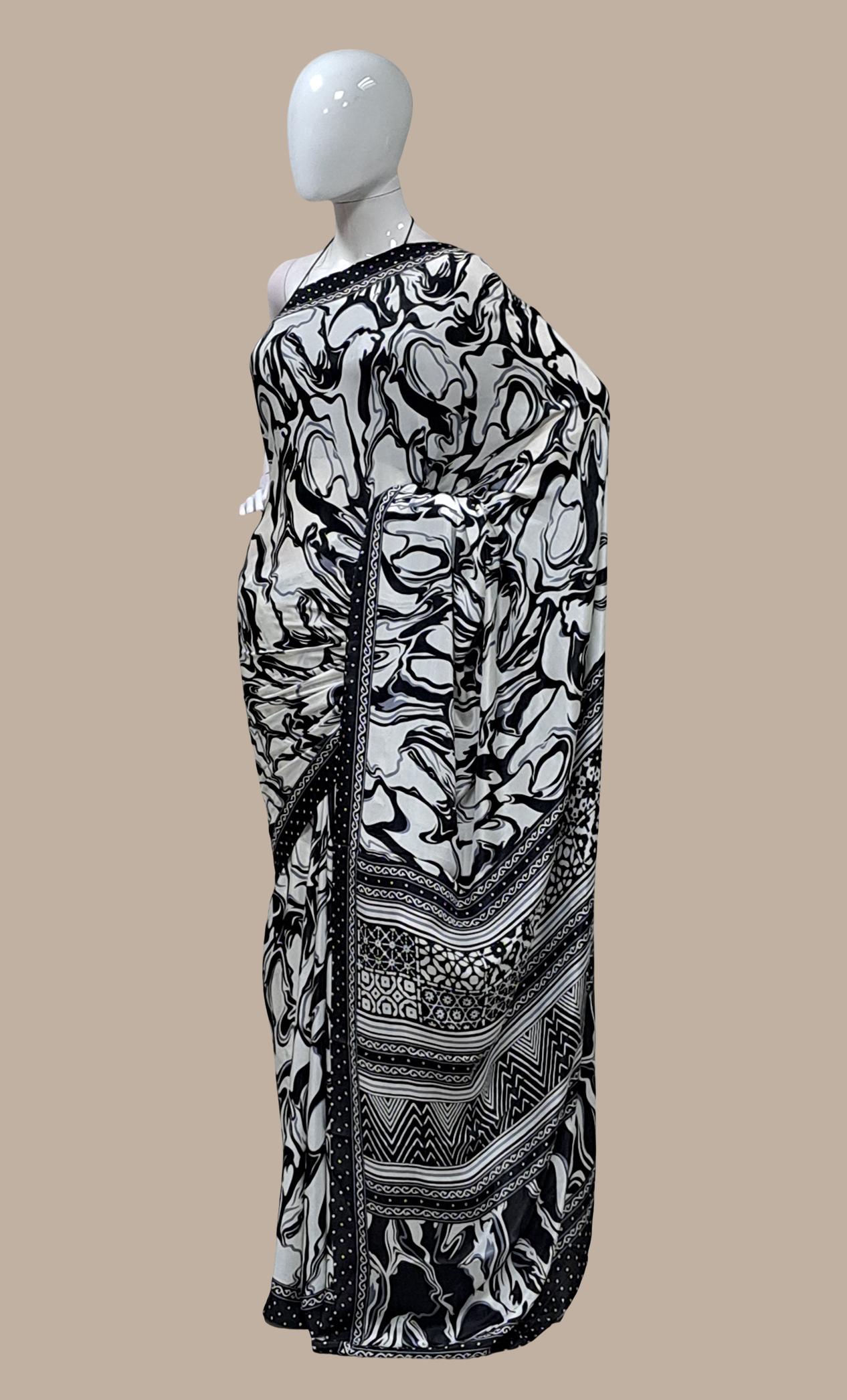 Black Printed Sari