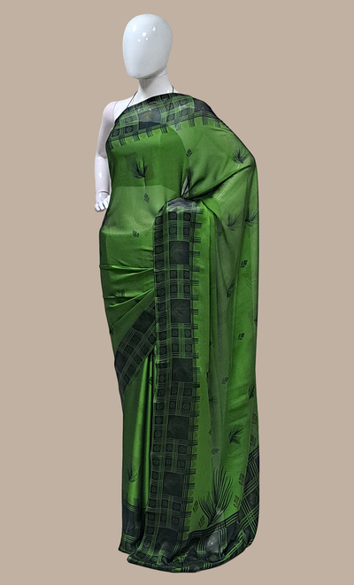 Dark Green Printed Sari