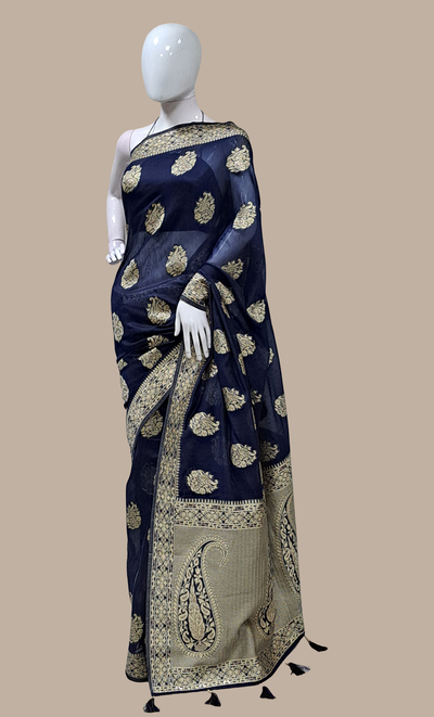 Navy Woven Sari