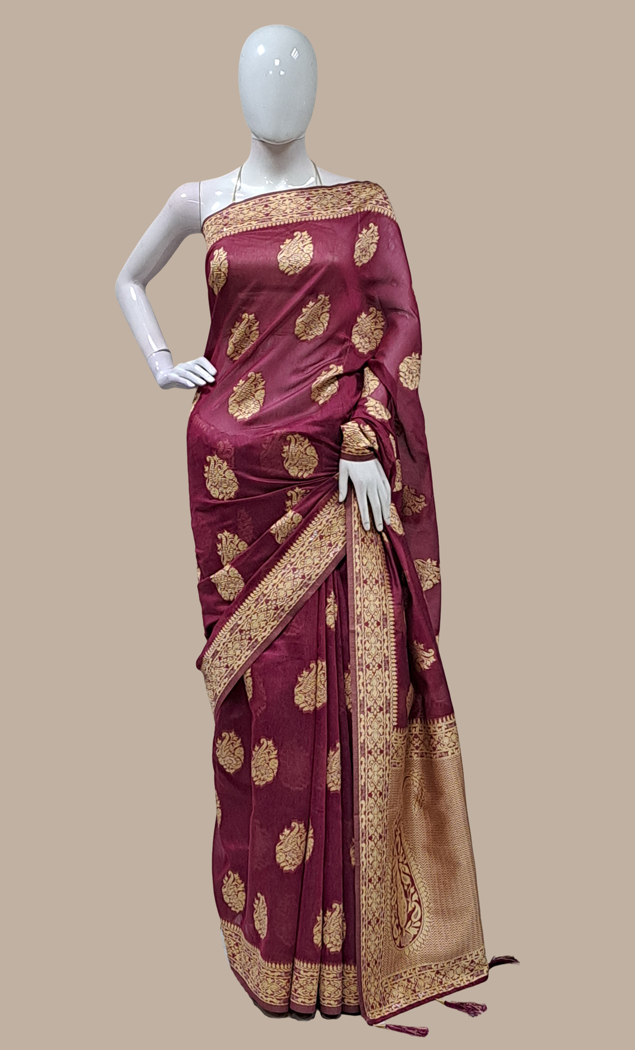 Deep Plum Woven Sari