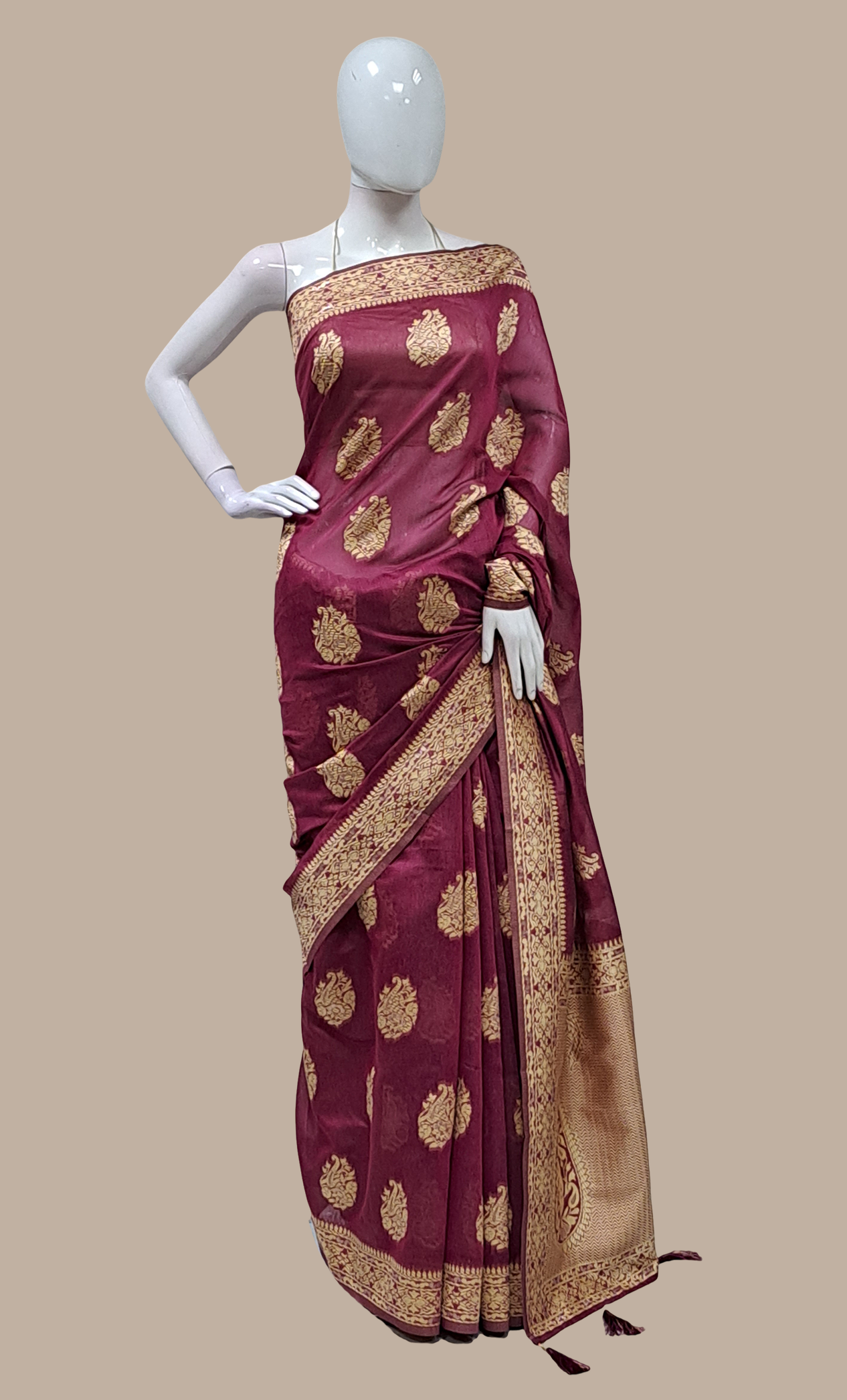 Deep Plum Woven Sari