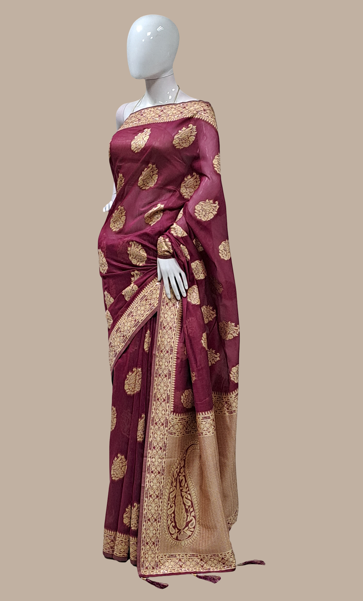 Deep Plum Woven Sari