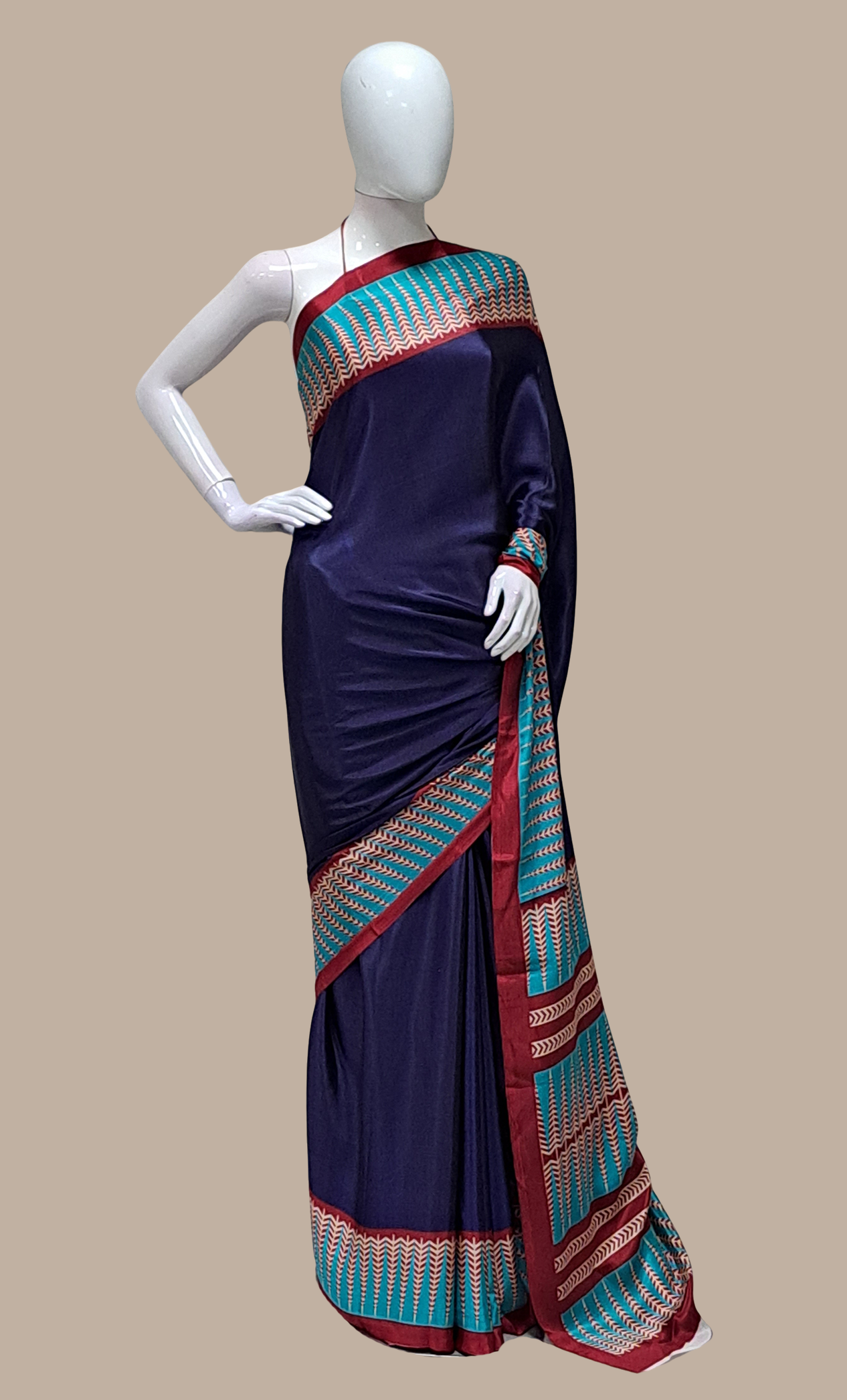 Navy Printed Sari