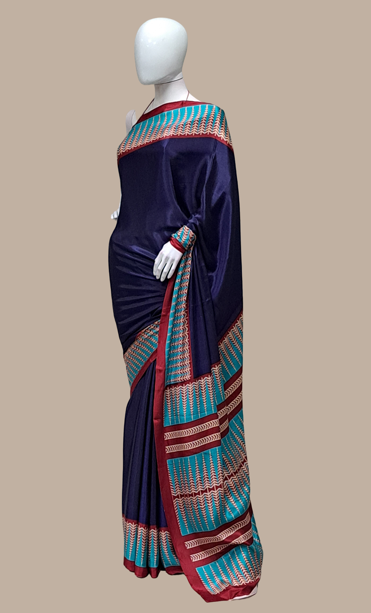 Navy Printed Sari