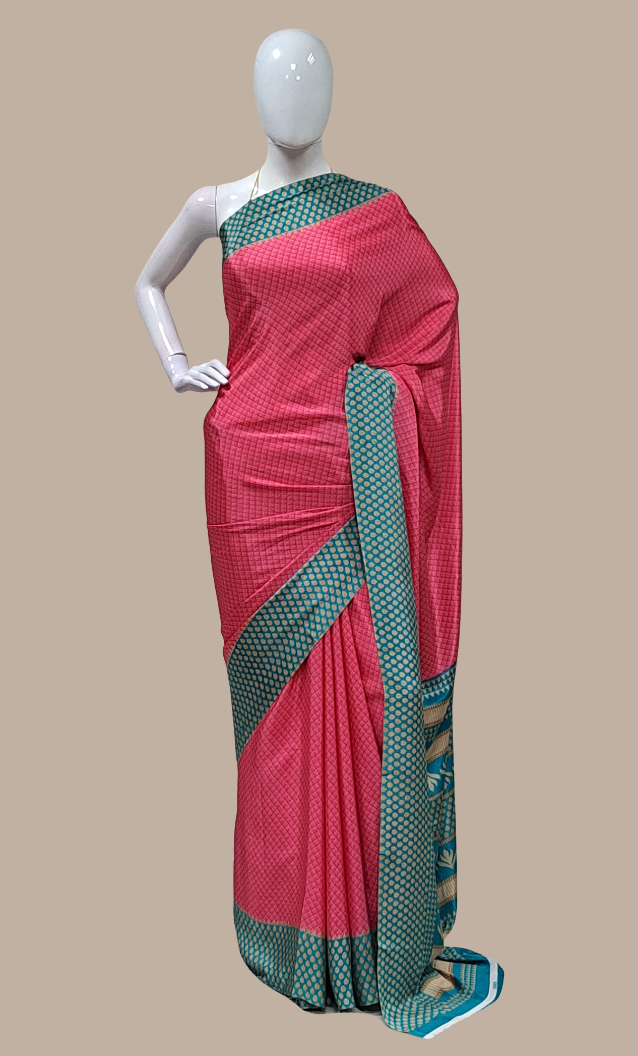 Deep Pink Printed Sari