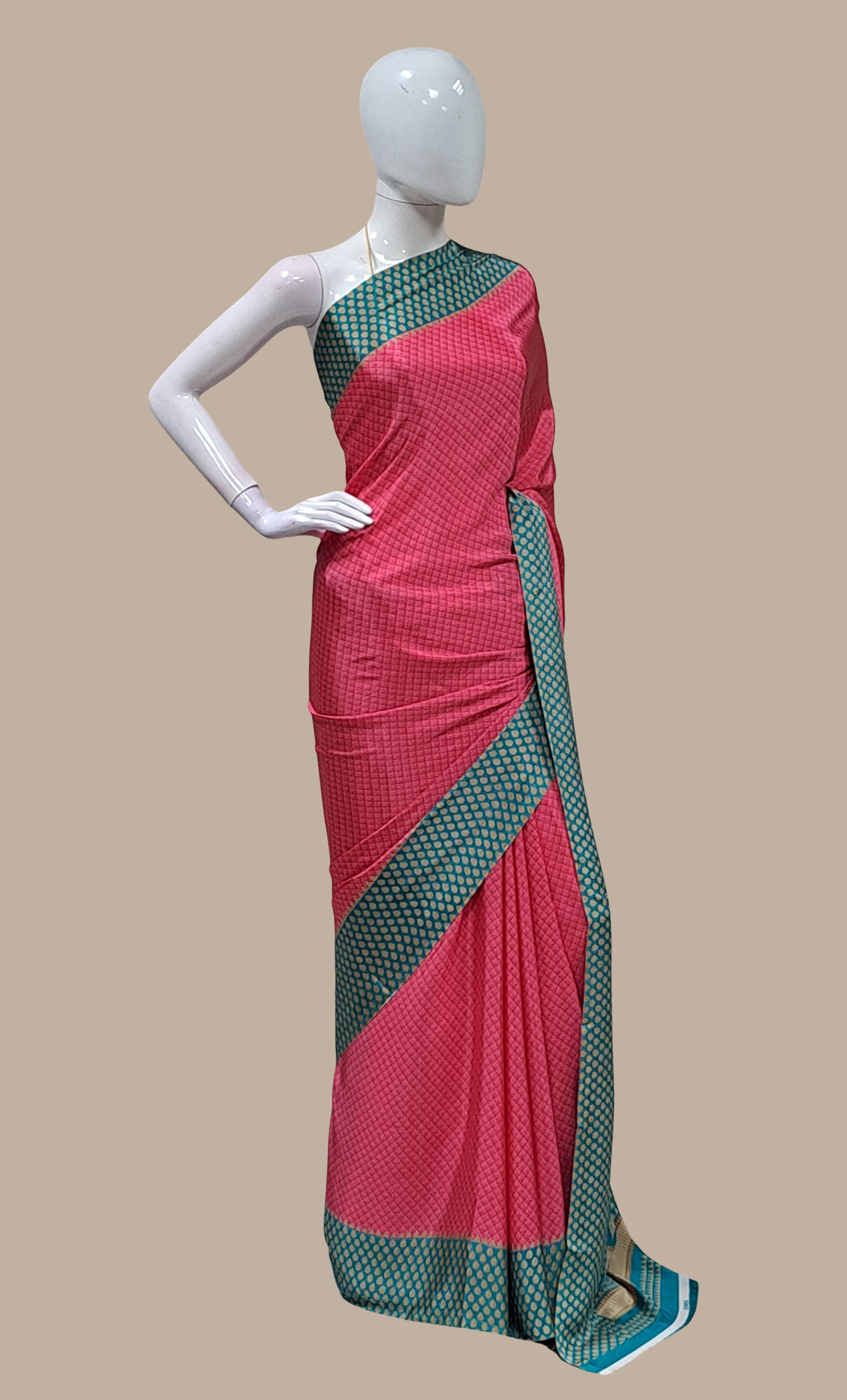 Deep Pink Printed Sari