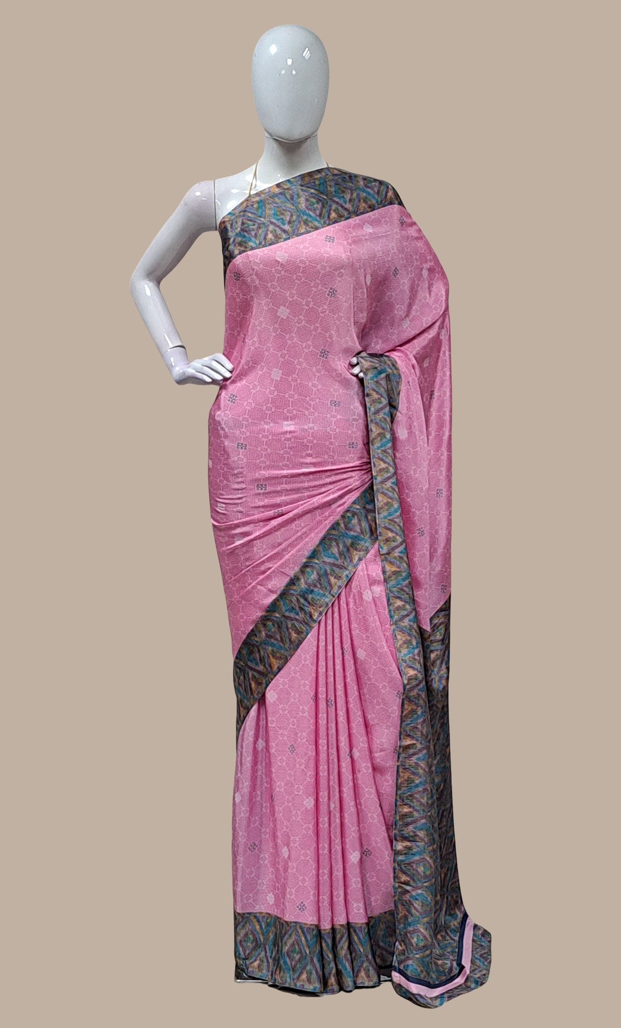 Candy Pink Printed Sari