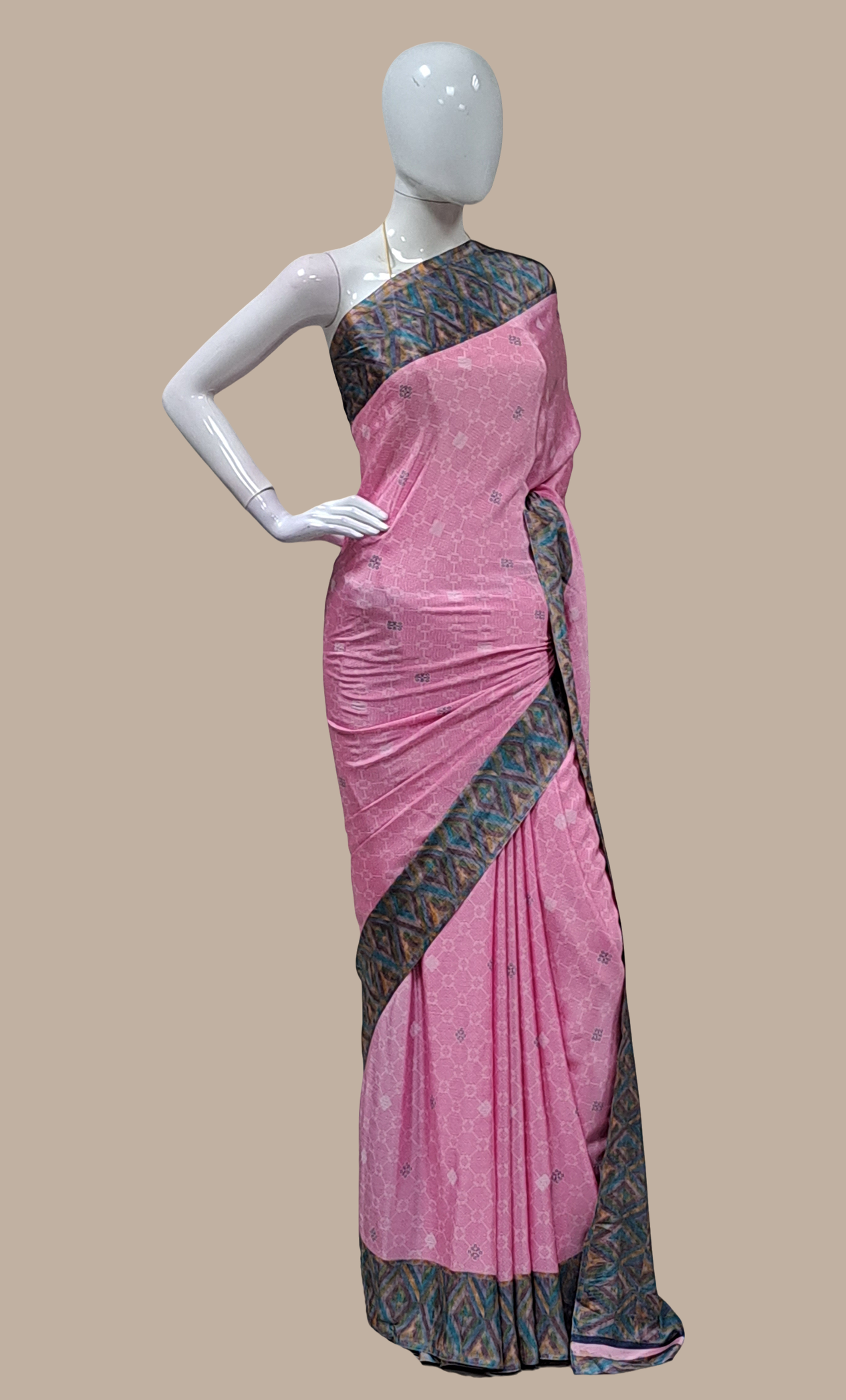 Candy Pink Printed Sari