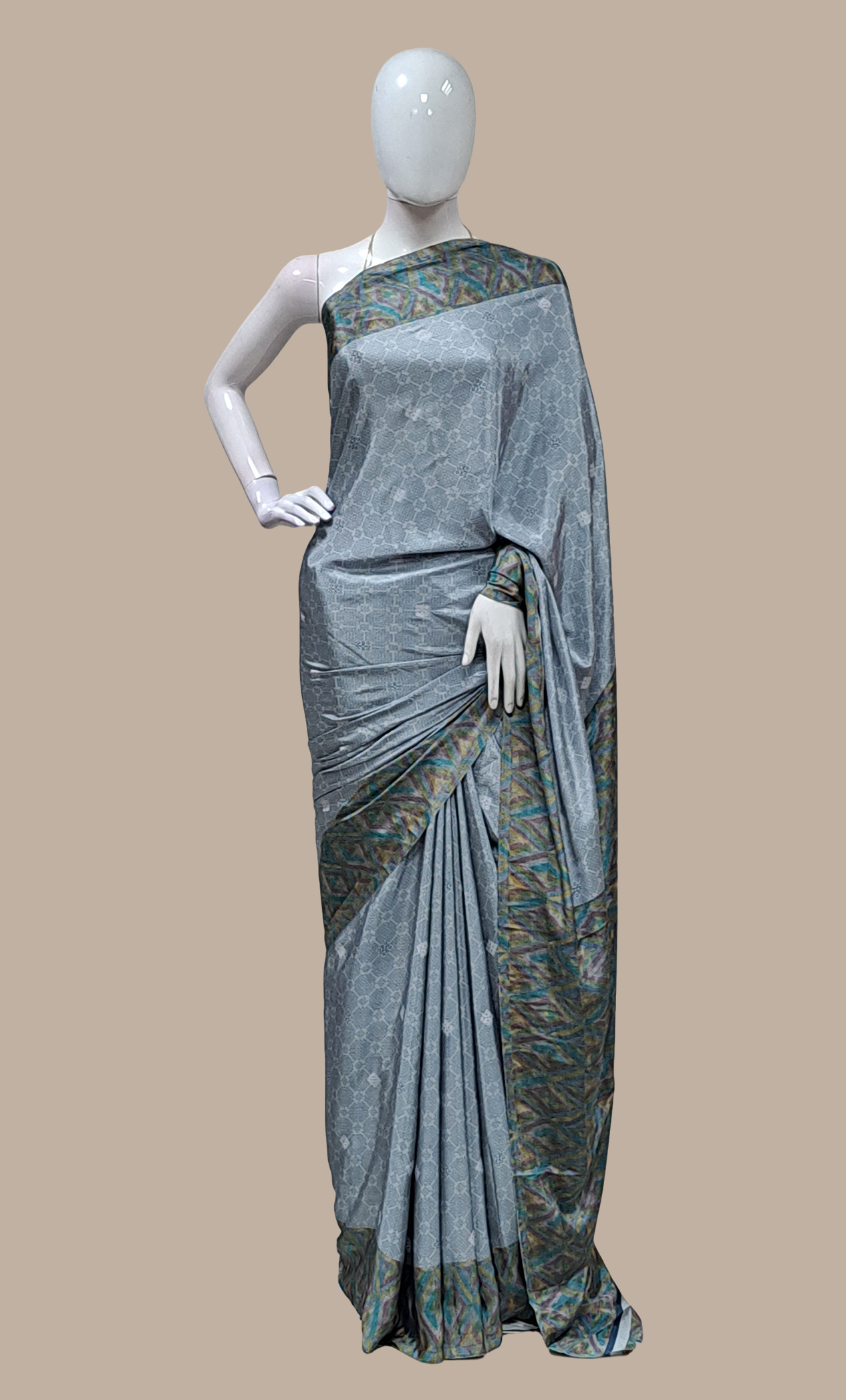 Grey Printed Sari