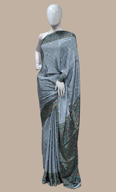 Grey Printed Sari