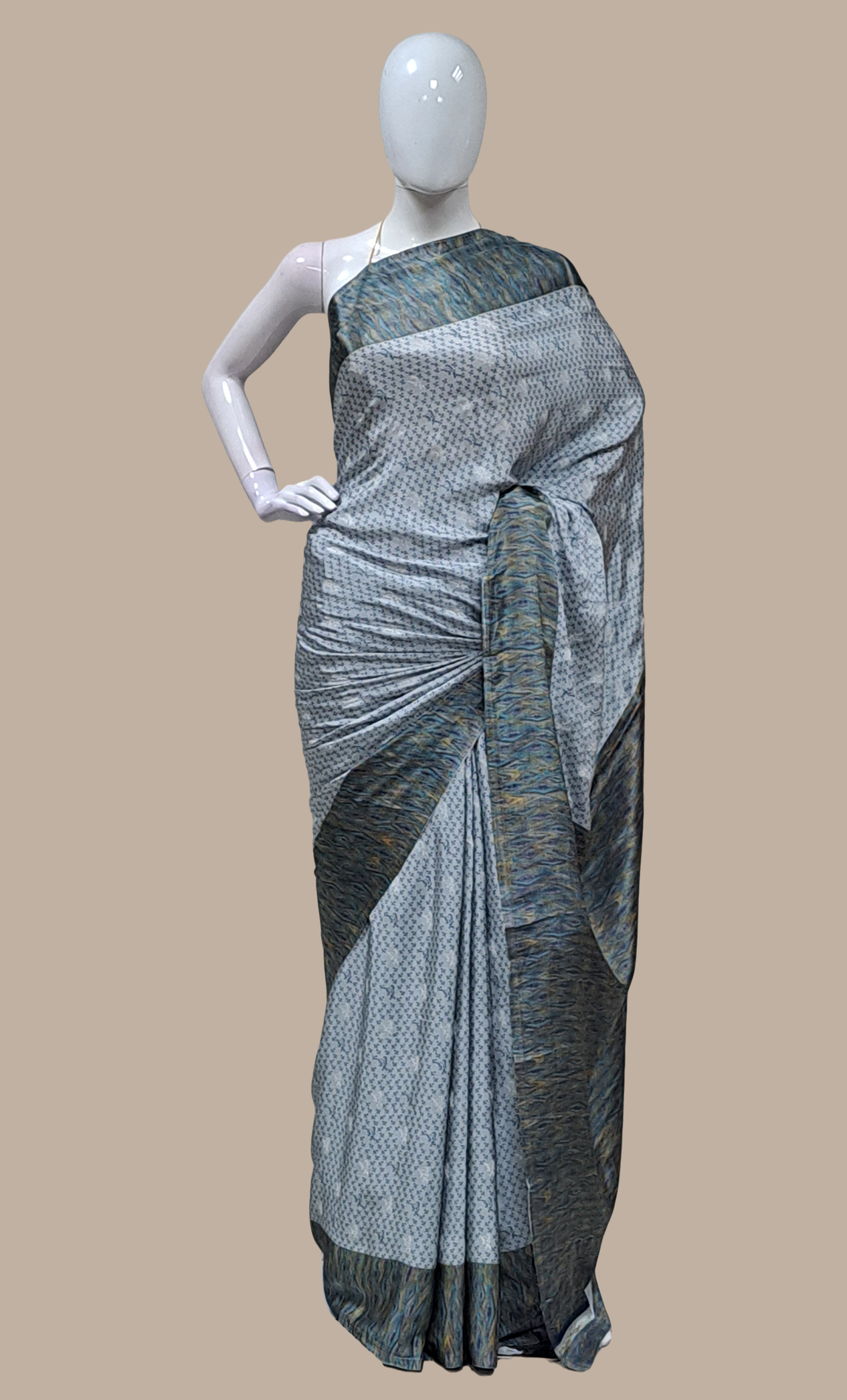 Grey Printed Sari