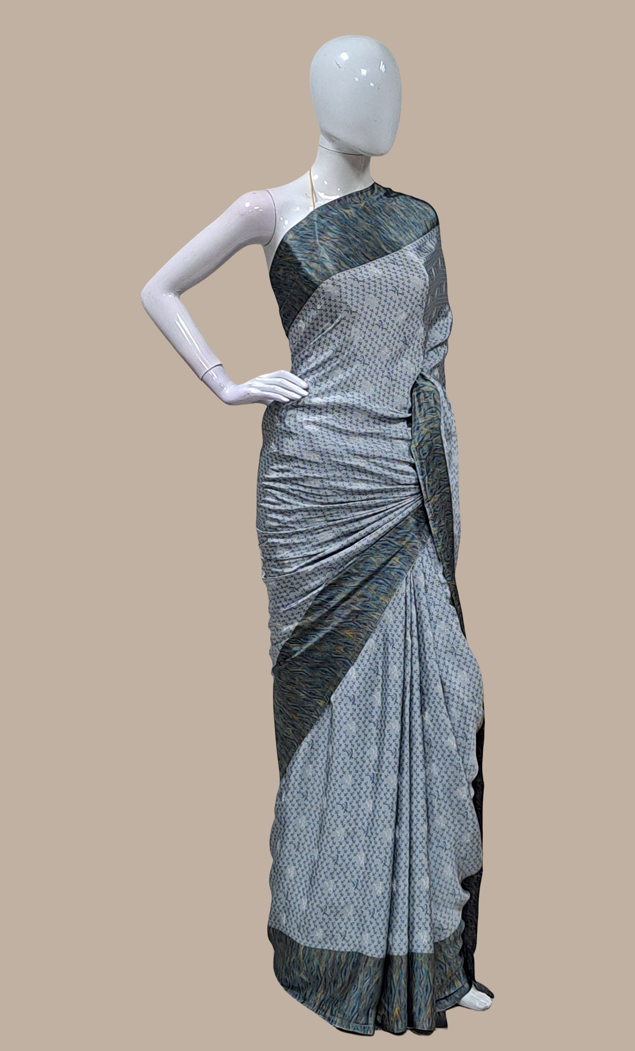 Grey Printed Sari