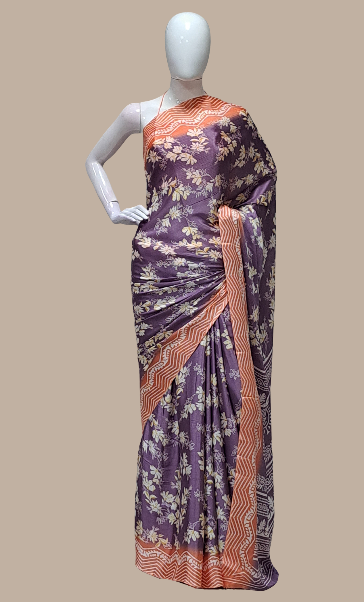 Deep Lilac Printed Sari