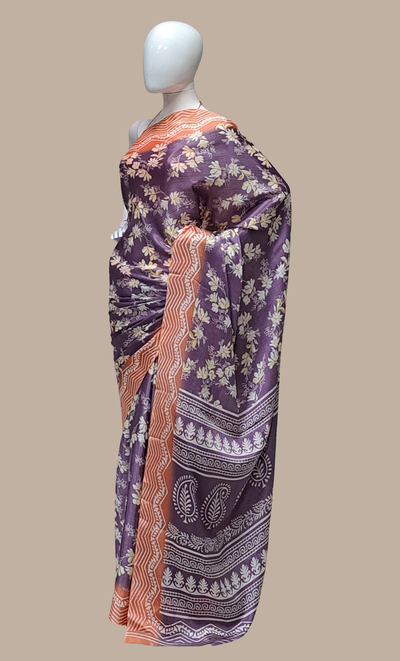 Deep Lilac Printed Sari