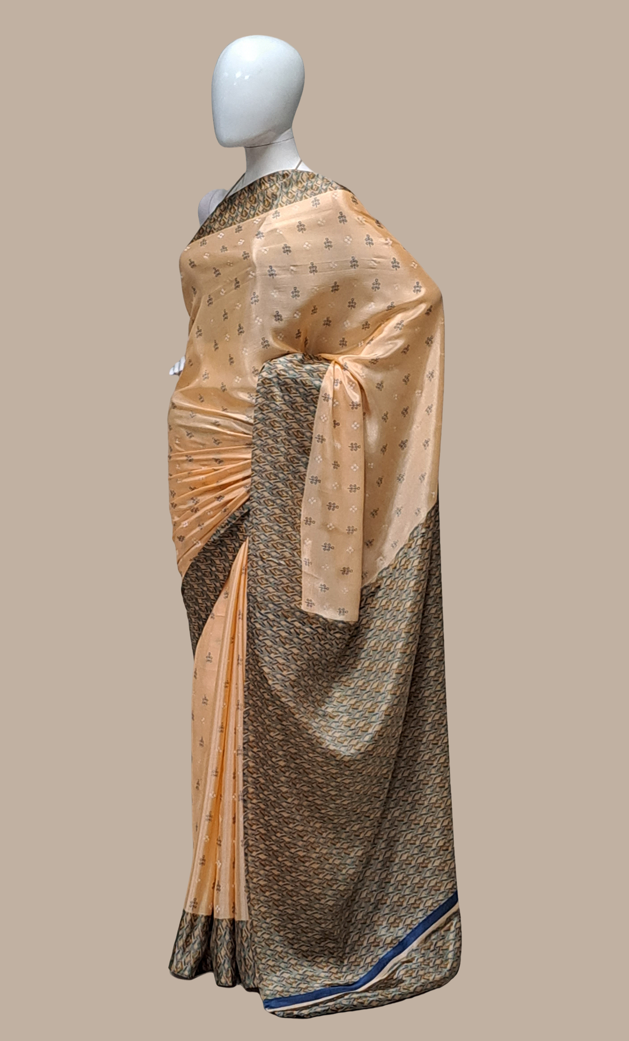 Light Peach Printed Sari