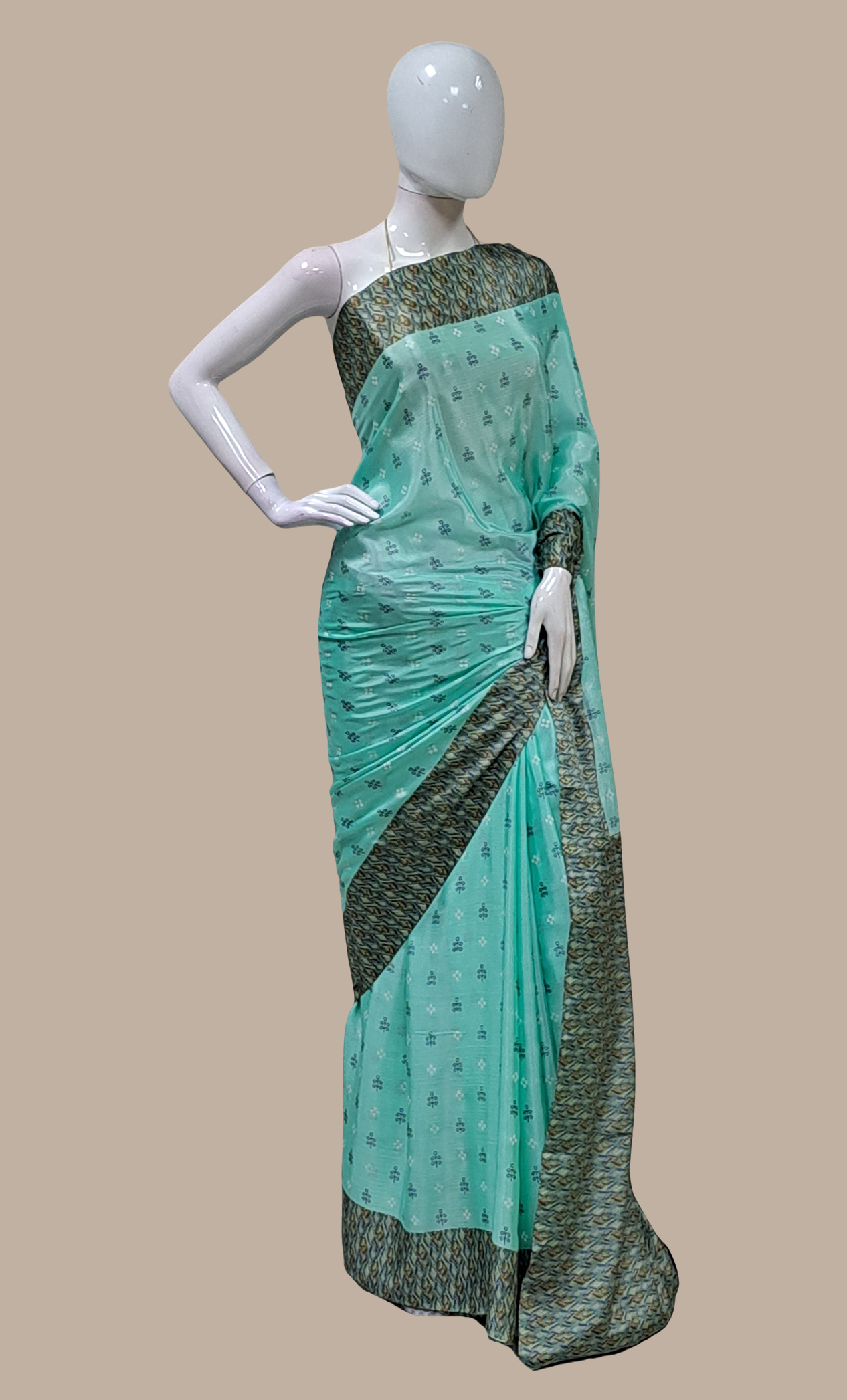 Aqua Printed Sari