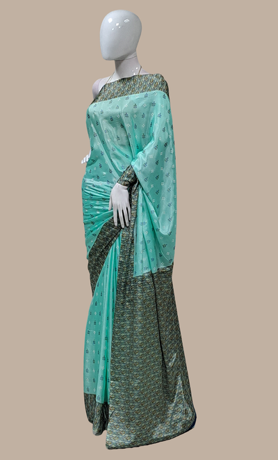 Aqua Printed Sari