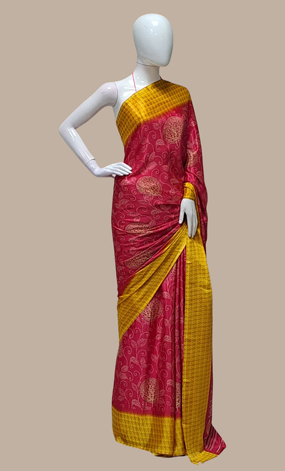 Deep Cerise Printed Sari