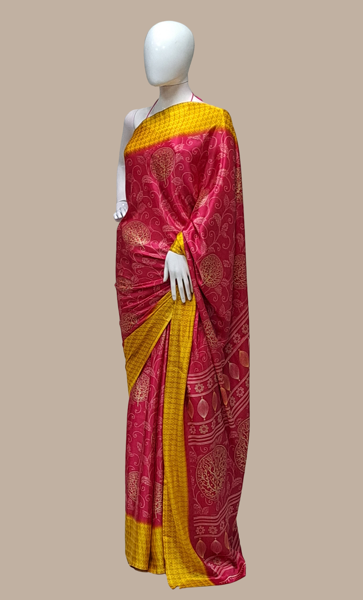 Deep Cerise Printed Sari