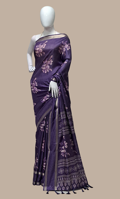 Deep Purple Printed Sari