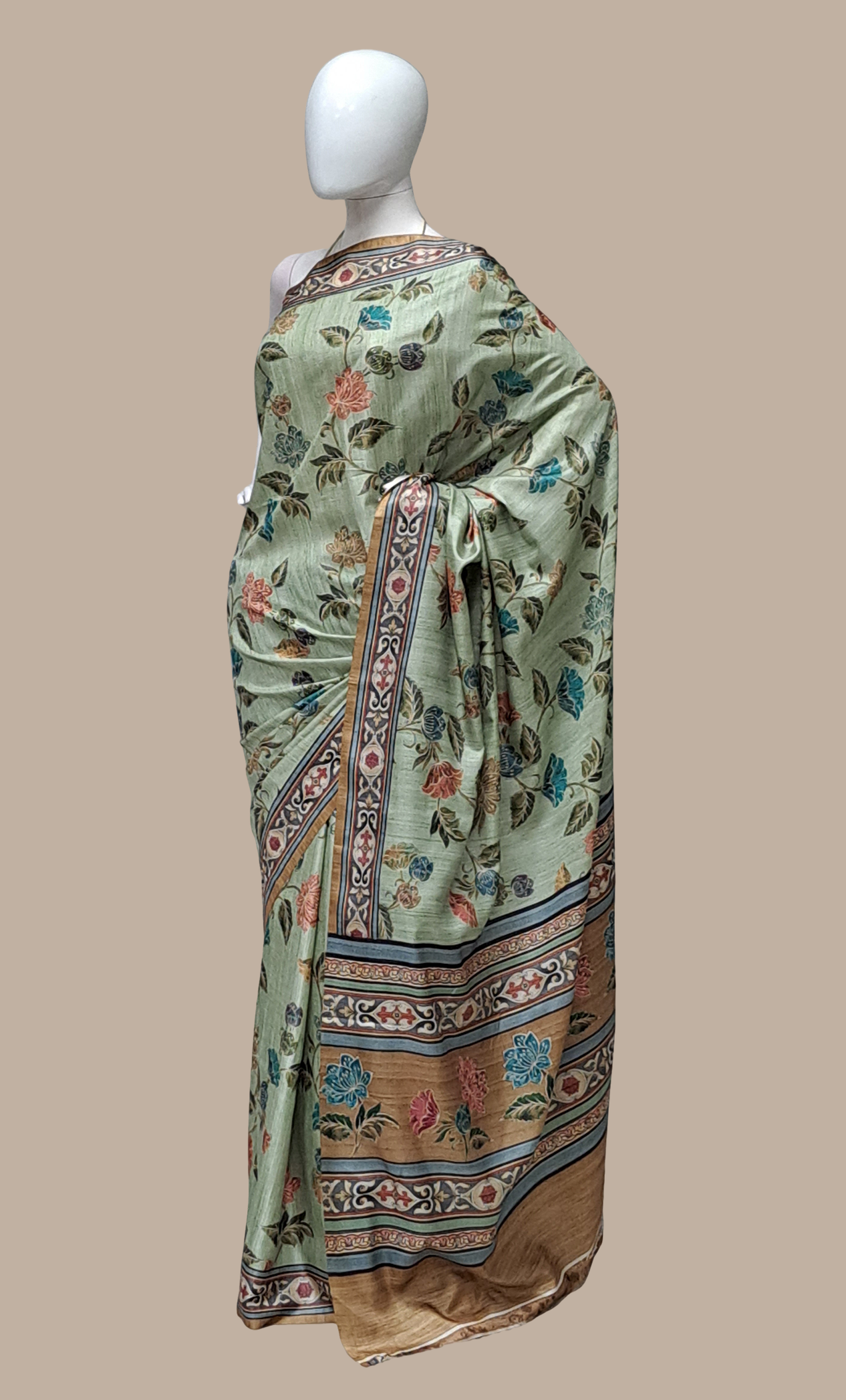 Mint Green Printed Sari