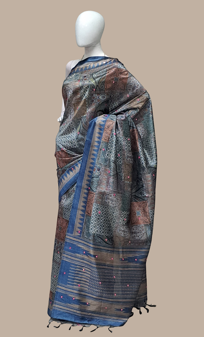 Navy Printed Sari