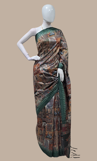 Deep Green Printed Sari