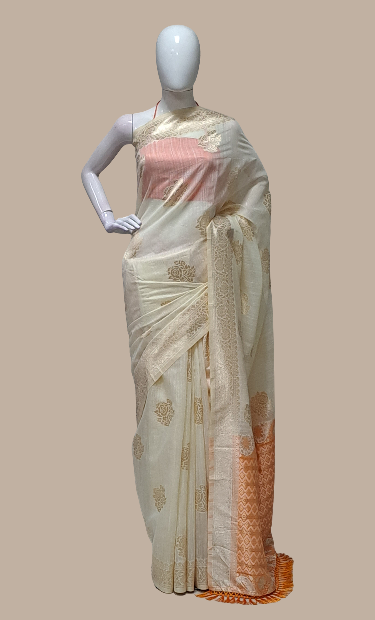 Light Biscuit Woven Sari