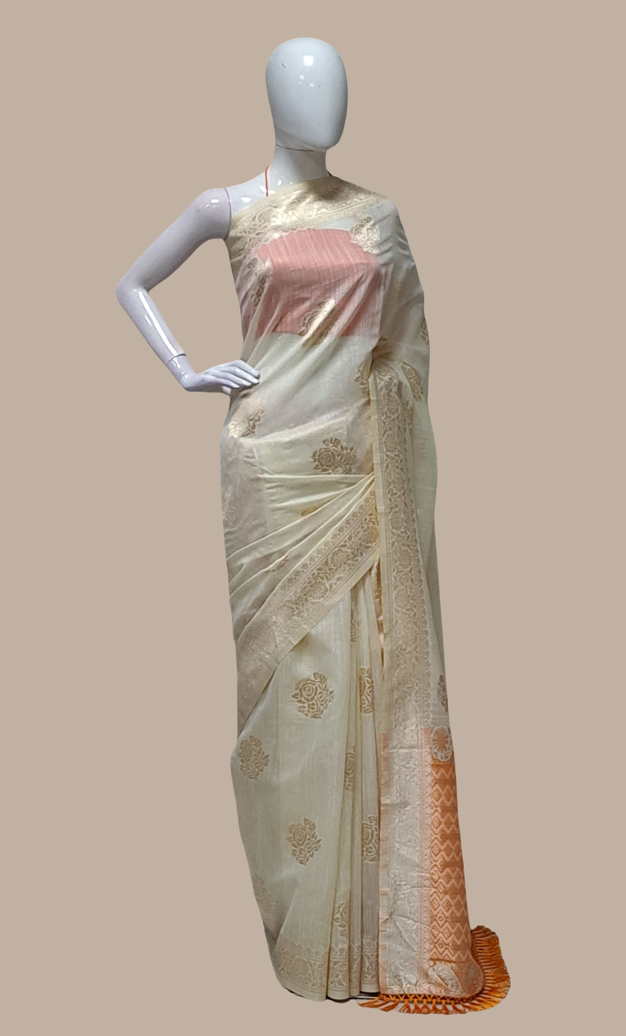 Light Biscuit Woven Sari