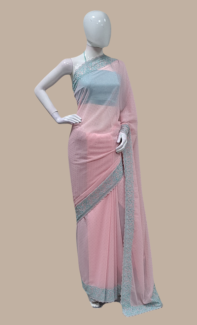 Rose Pink Embroidered Sari