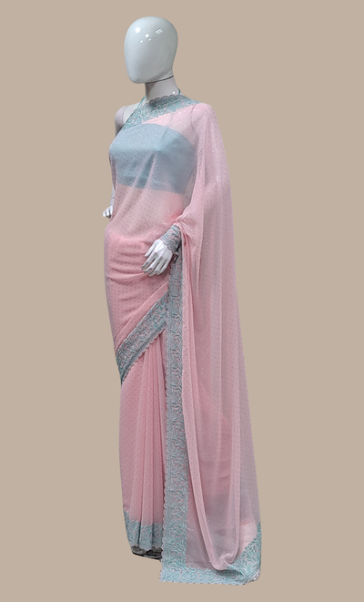 Rose Pink Embroidered Sari