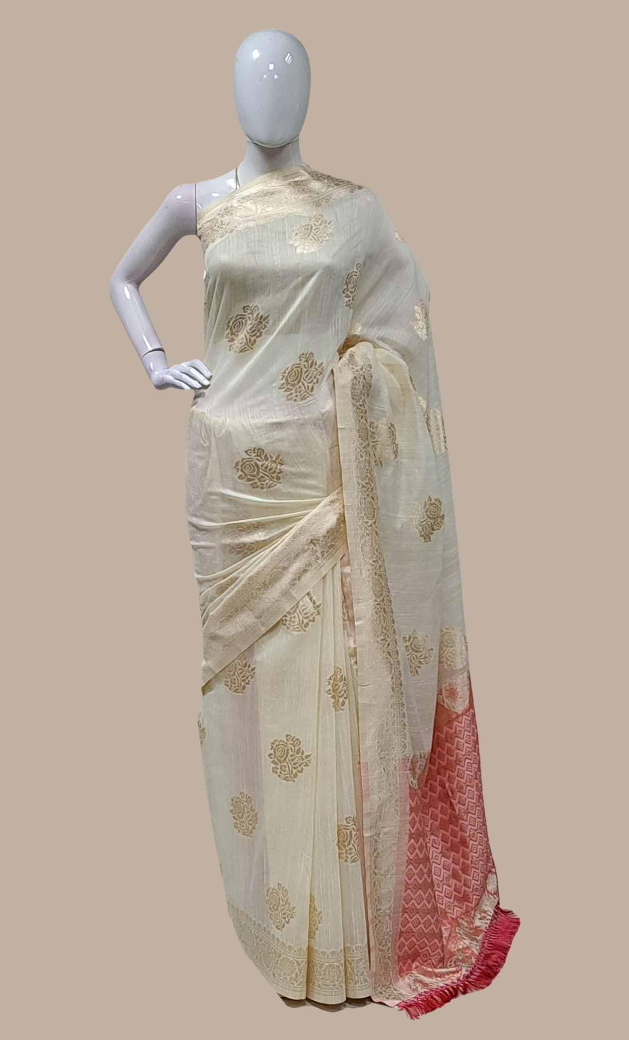 Light Biscuit Woven Sari