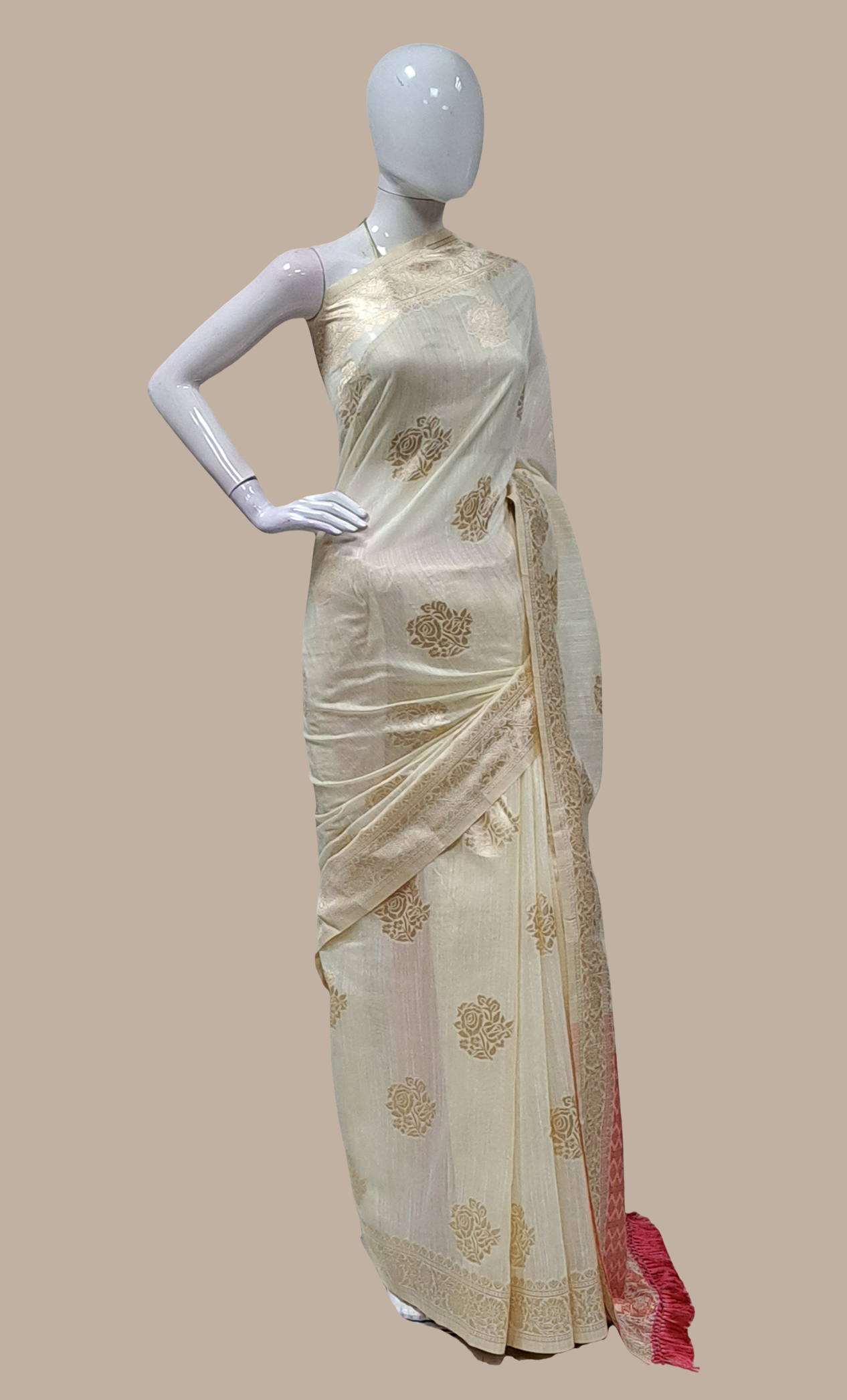 Light Biscuit Woven Sari