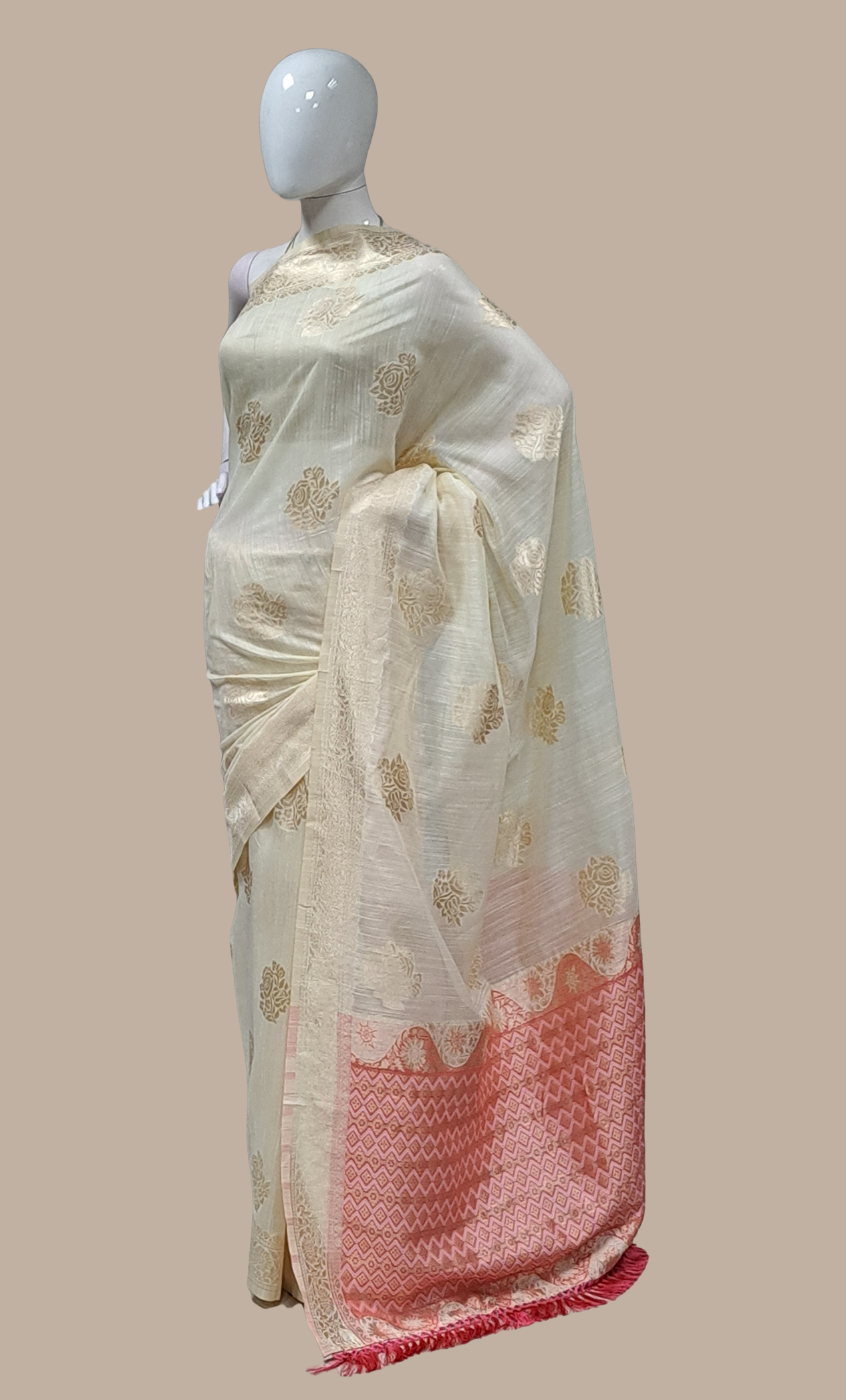 Light Biscuit Woven Sari