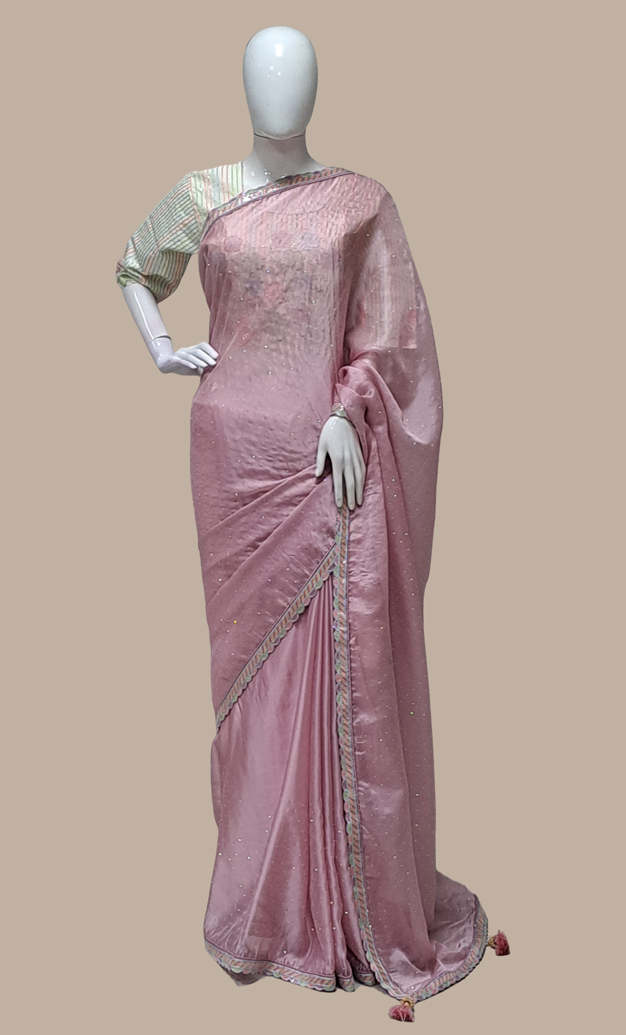 Blush Mink Sari With ready Blouse