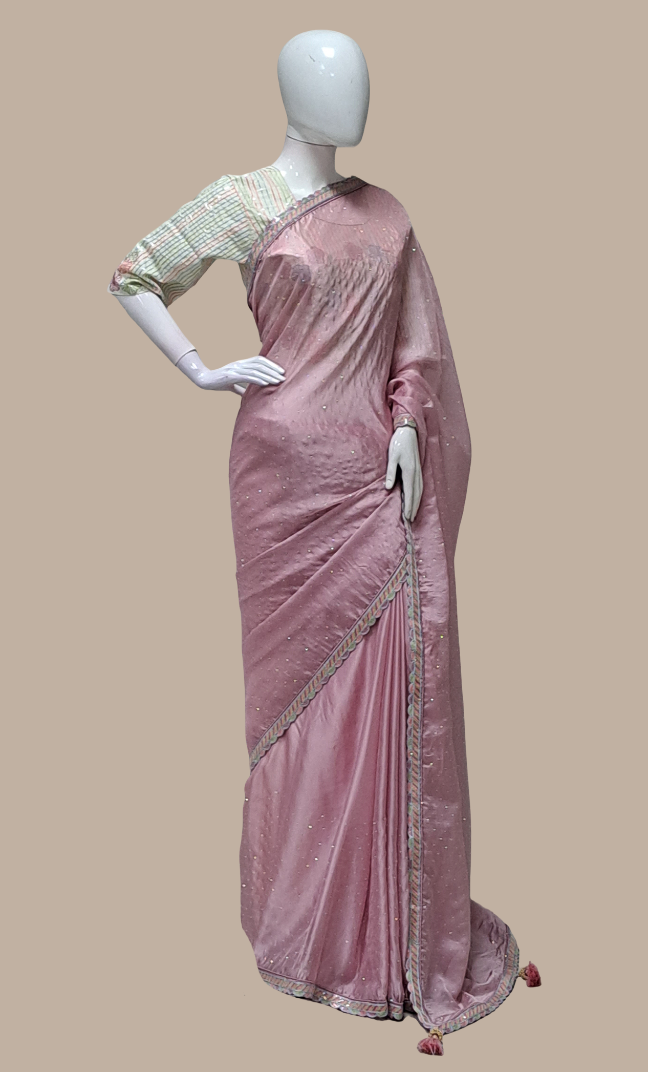 Blush Mink Sari With ready Blouse