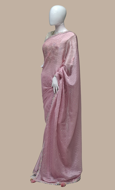 Blush Mink Sari With ready Blouse