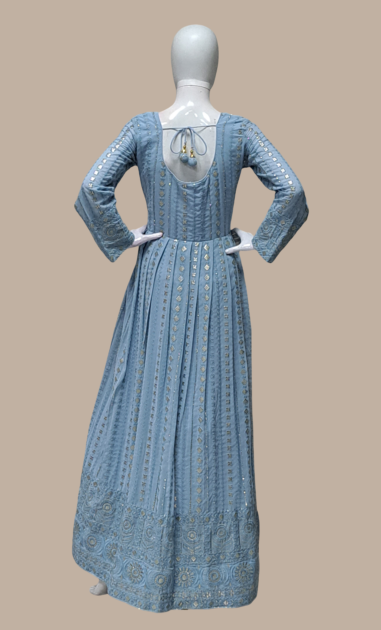 Powder Blue Embroidered Gown & Dupatta