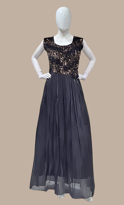 Black Sequin Embroidered Gown & Dupatta